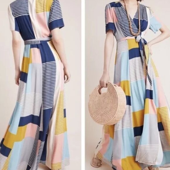 Anthropologie Positano Maxi Wrap Dress Large - Picture 1 of 9